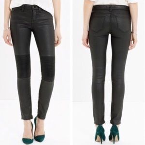 Madewell Black Coated Skinny Skinny Moto Pants